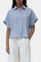 CLOSED Turn-Up Shirt - Dove Blue Women's Tops - Sloane Boutique