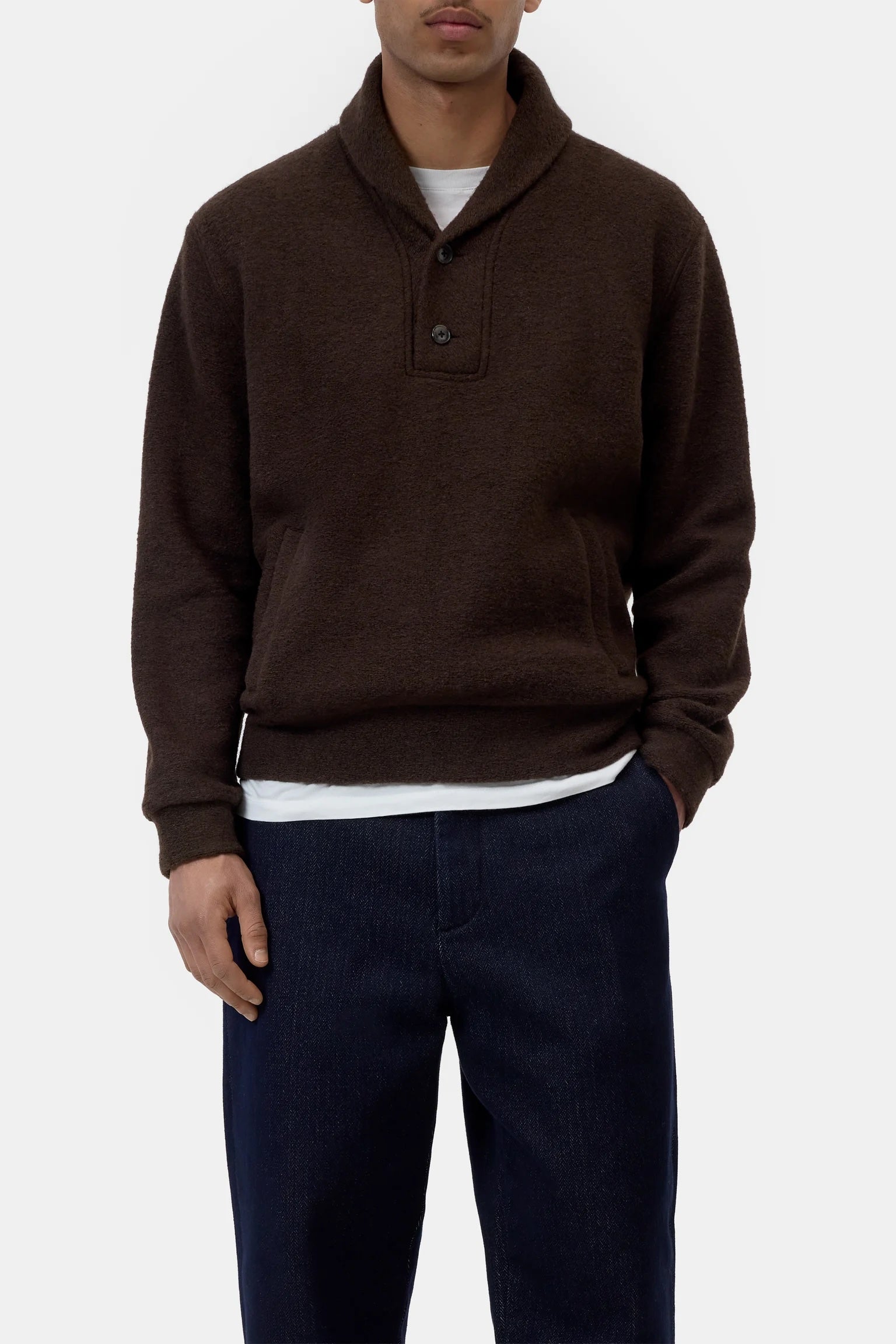 Closed Wool Fleece Sweatshirt - Espresso Brown Men's Tops - Sloane Boutique
