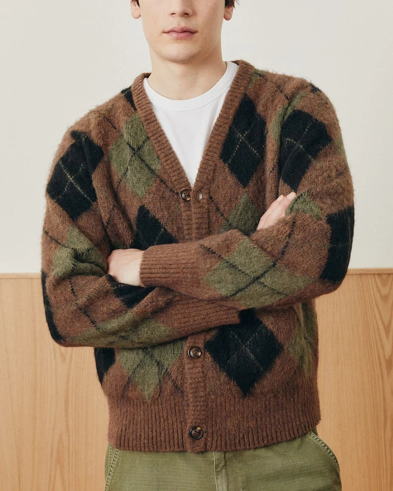 Corridor Argyle Cardigan - Brown Men's Tops - Sloane Boutique