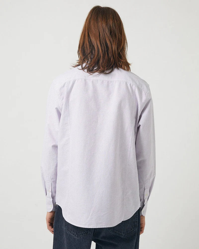 Corridor Men's Stripe Oxford Long Sleeve - Purple Men's Tops - Sloane Boutique