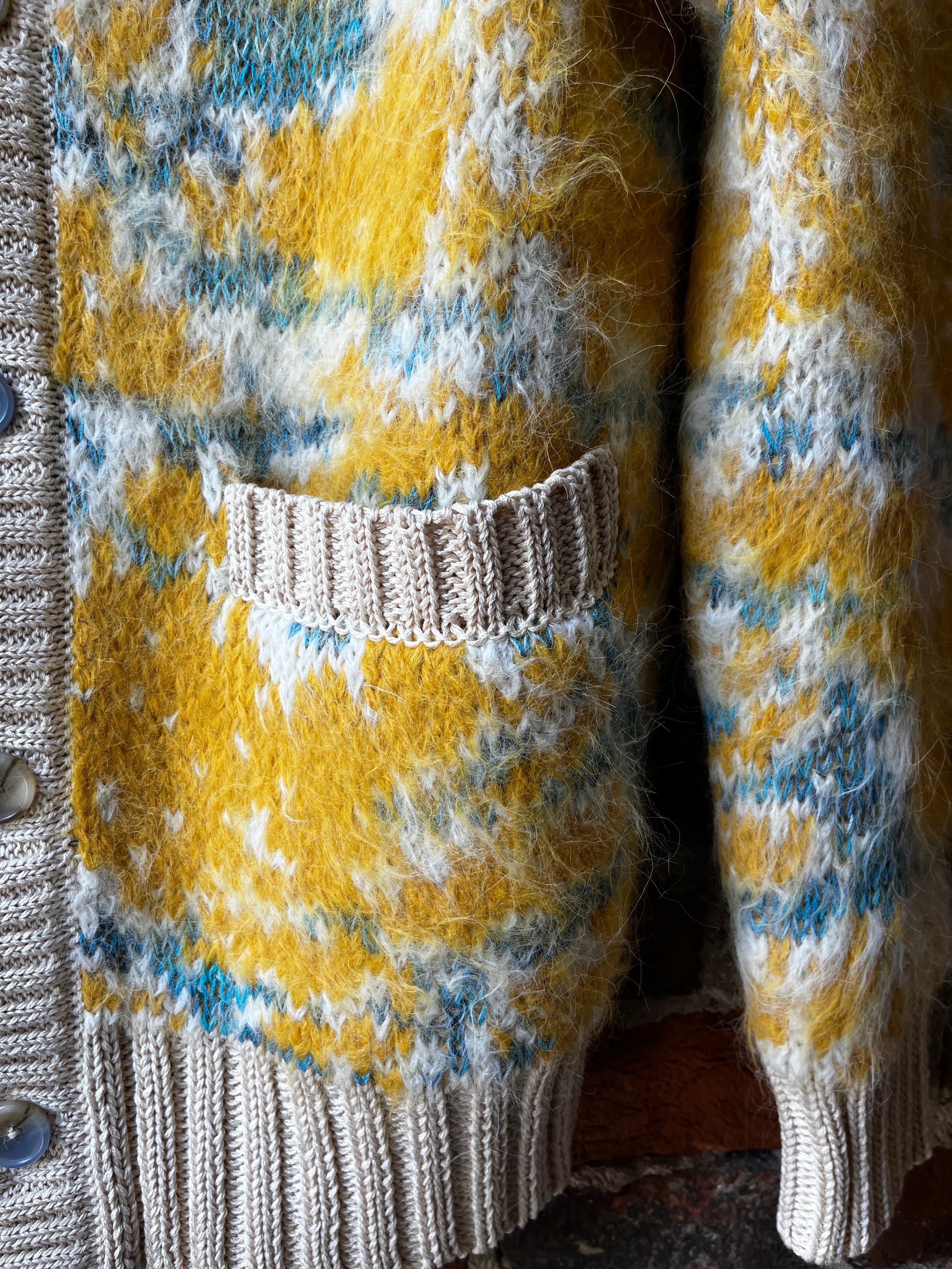 Corridor Mohair Camo Cardigan - Yellow Men's Tops - Sloane Boutique