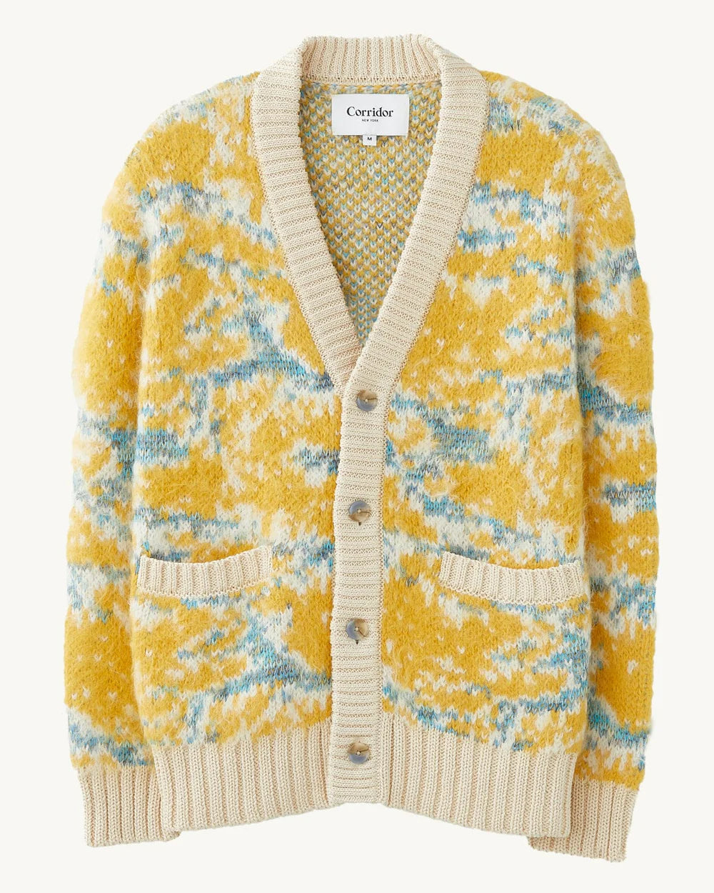 Corridor Mohair Camo Cardigan - Yellow Men's Tops - Sloane Boutique