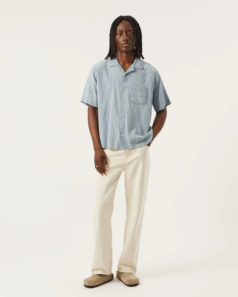 Corridor Striped Seersucker SS - Indigo Men's Tops - Sloane Boutique