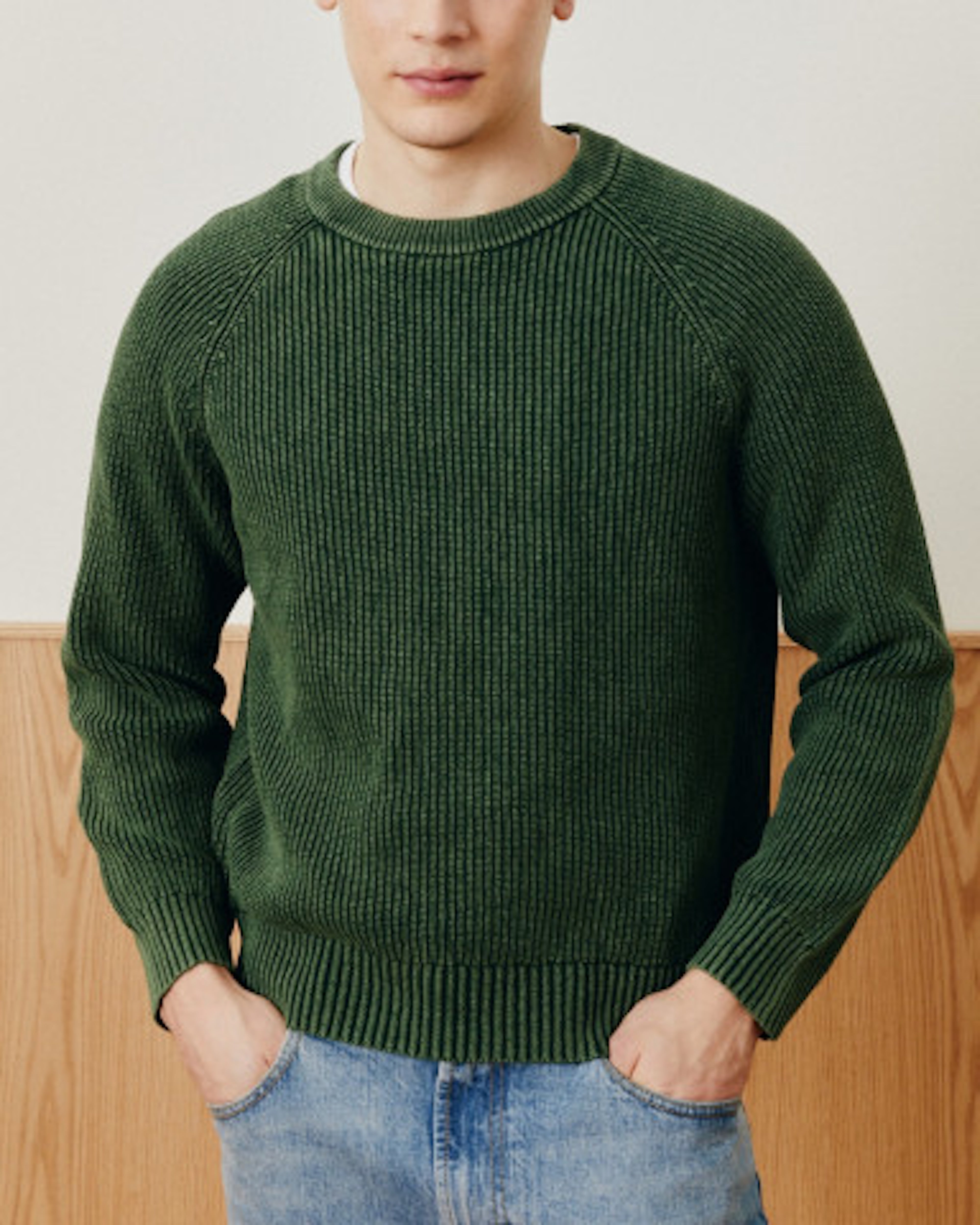 Corridor Washed Cotton Crew - Green Men's Tops - Sloane Boutique