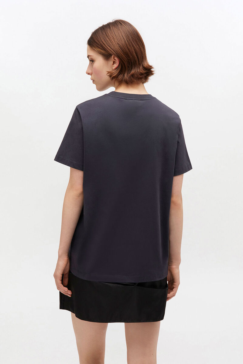 Ganni Basic Cotton Jersey Rose T-shirt - Phantom Women's Tops - Sloane Boutique