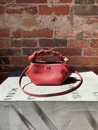 GANNI Bou Mini Ostrich - Brick Red Handbags - Sloane Boutique