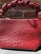 GANNI Bou Mini Ostrich - Brick Red Handbags - Sloane Boutique
