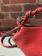GANNI Bou Mini Ostrich - Brick Red Handbags - Sloane Boutique