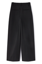 Ganni Calendered Wool Mid Waist Pants - Black Women's Bottoms - Sloane Boutique