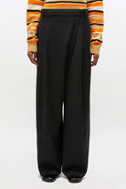 Ganni Calendered Wool Mid Waist Pants - Black Women's Bottoms - Sloane Boutique