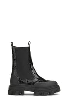 Ganni Cleated Mid Chelsea Boot Naplack Croc - Black Women's Shoes - Sloane Boutique
