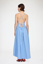 GANNI Compact Poplin Long Smocked Dress - Azurine Dresses - Sloane Boutique