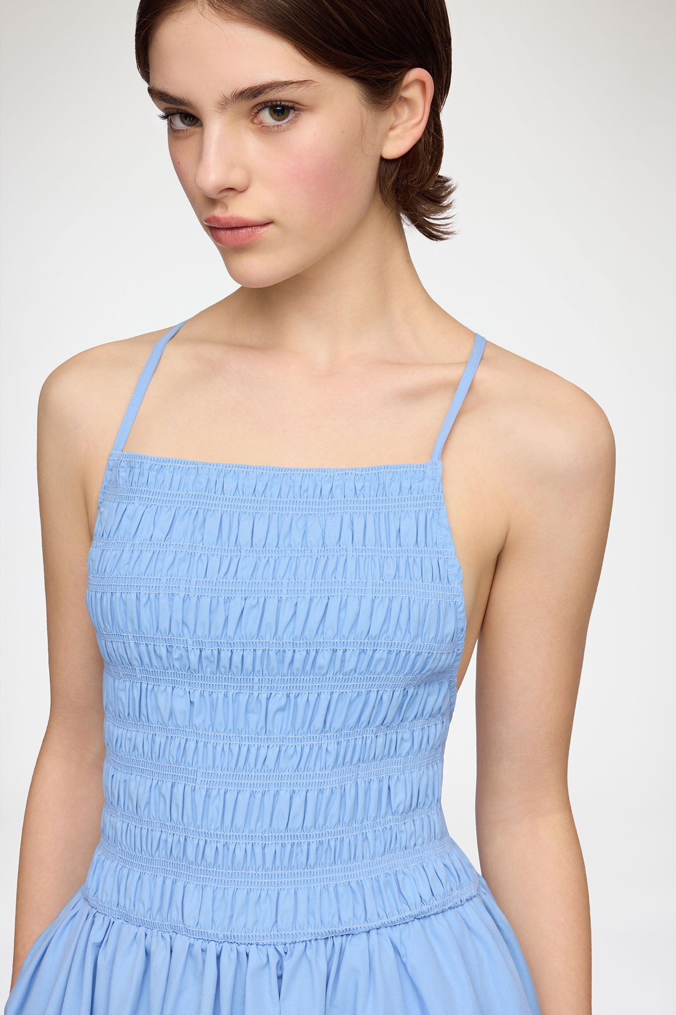 GANNI Compact Poplin Long Smocked Dress - Azurine Dresses - Sloane Boutique