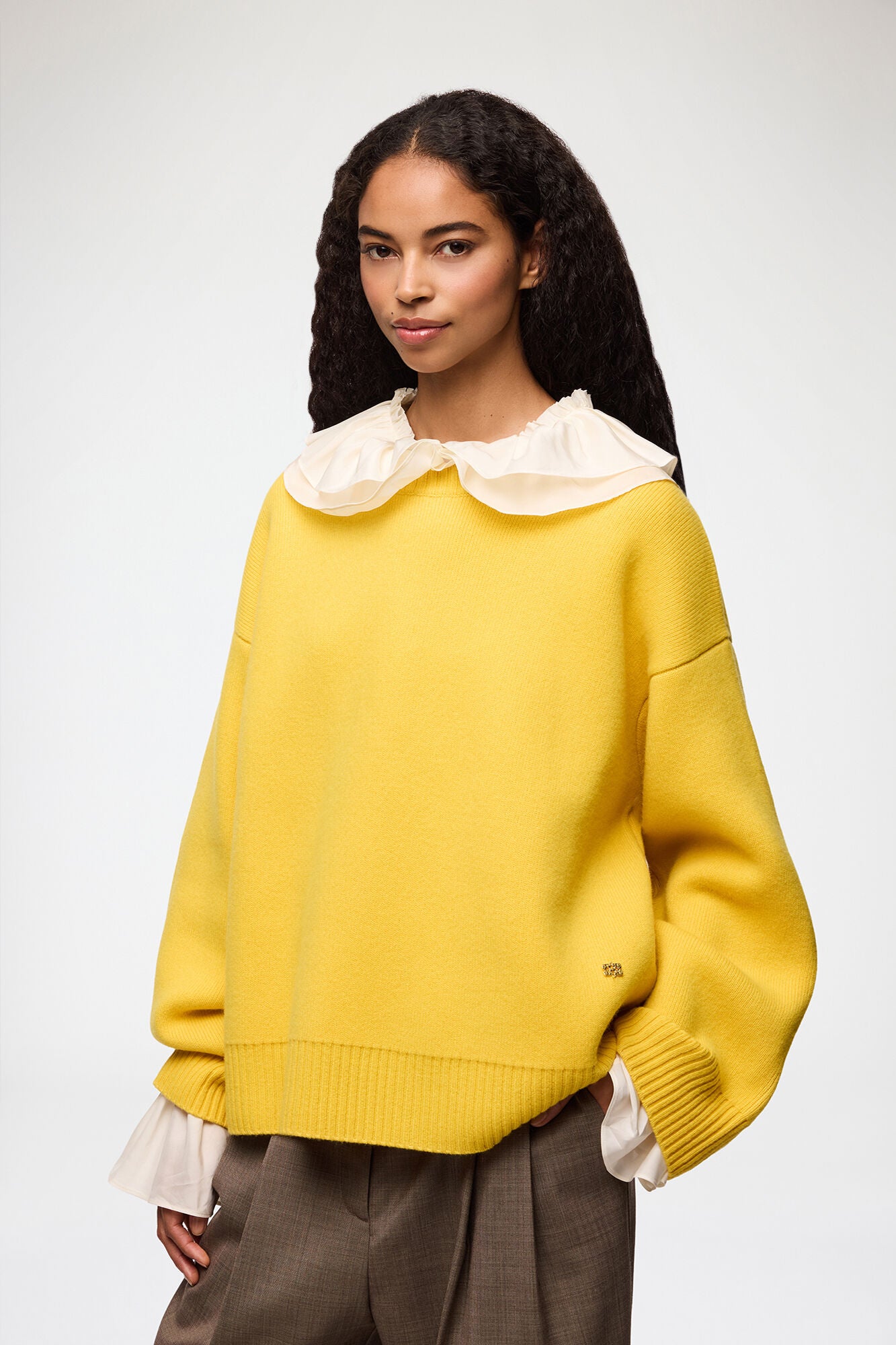Ganni Double Knit Oversized Sweater - Lemon Women's Tops - Sloane Boutique