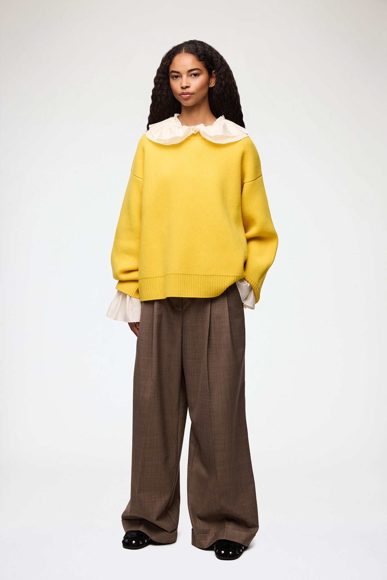 Ganni Double Knit Oversized Sweater - Lemon Women's Tops - Sloane Boutique