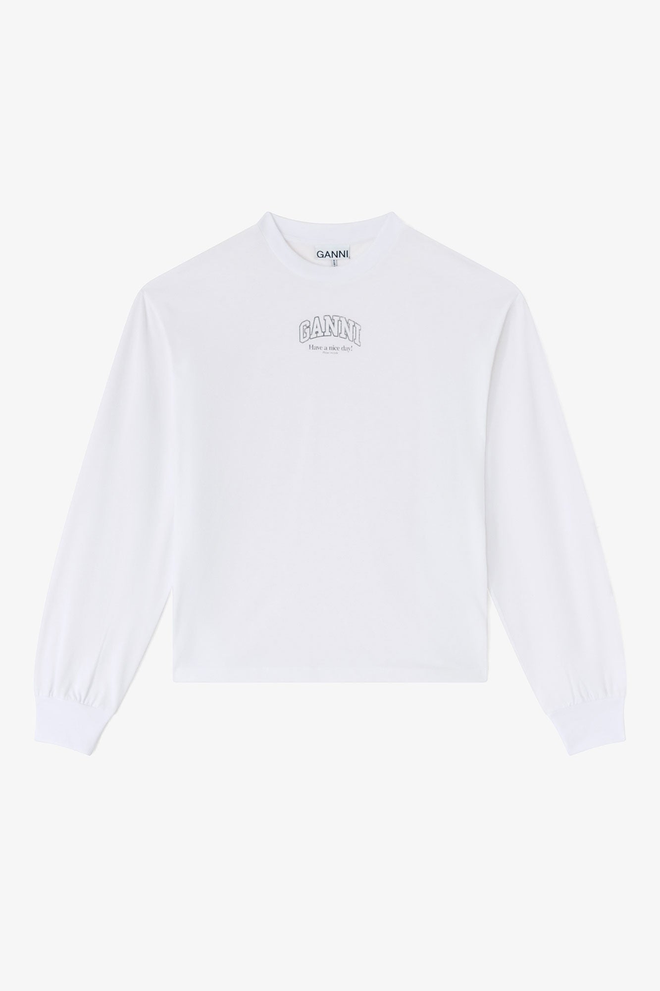 Ganni Essential Basic Cotton Long Sleeve - Bright White Women's Tops - Sloane Boutique