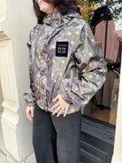 GANNI Flyweight Nylon Hooded Jacket - Printed Black Sand Outerwear - Sloane Boutique