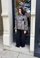 GANNI Flyweight Nylon Hooded Jacket - Printed Black Sand Outerwear - Sloane Boutique