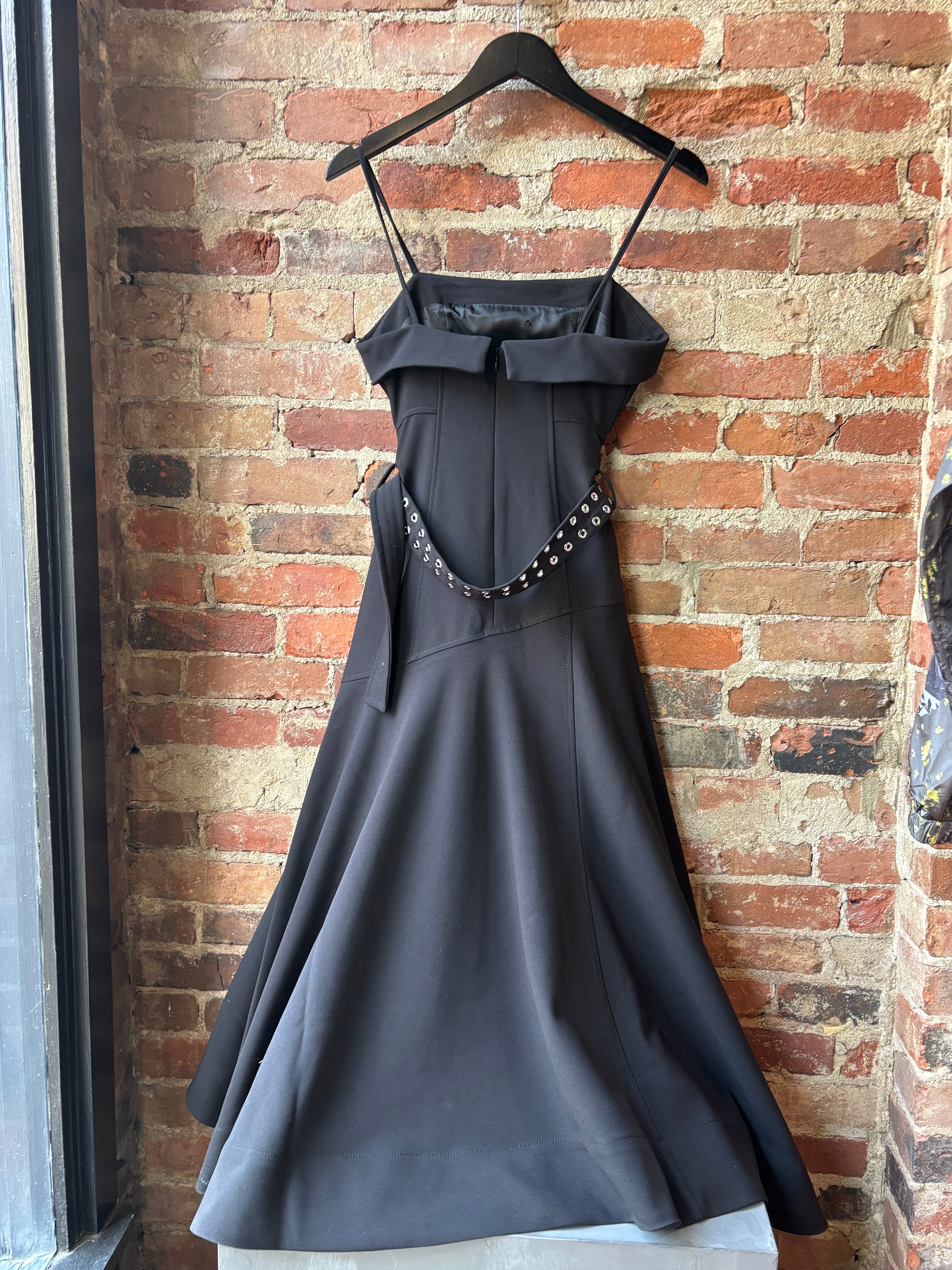 GANNI Future Twill Suiting Long Asymmetric Dress - Black Dresses - Sloane Boutique