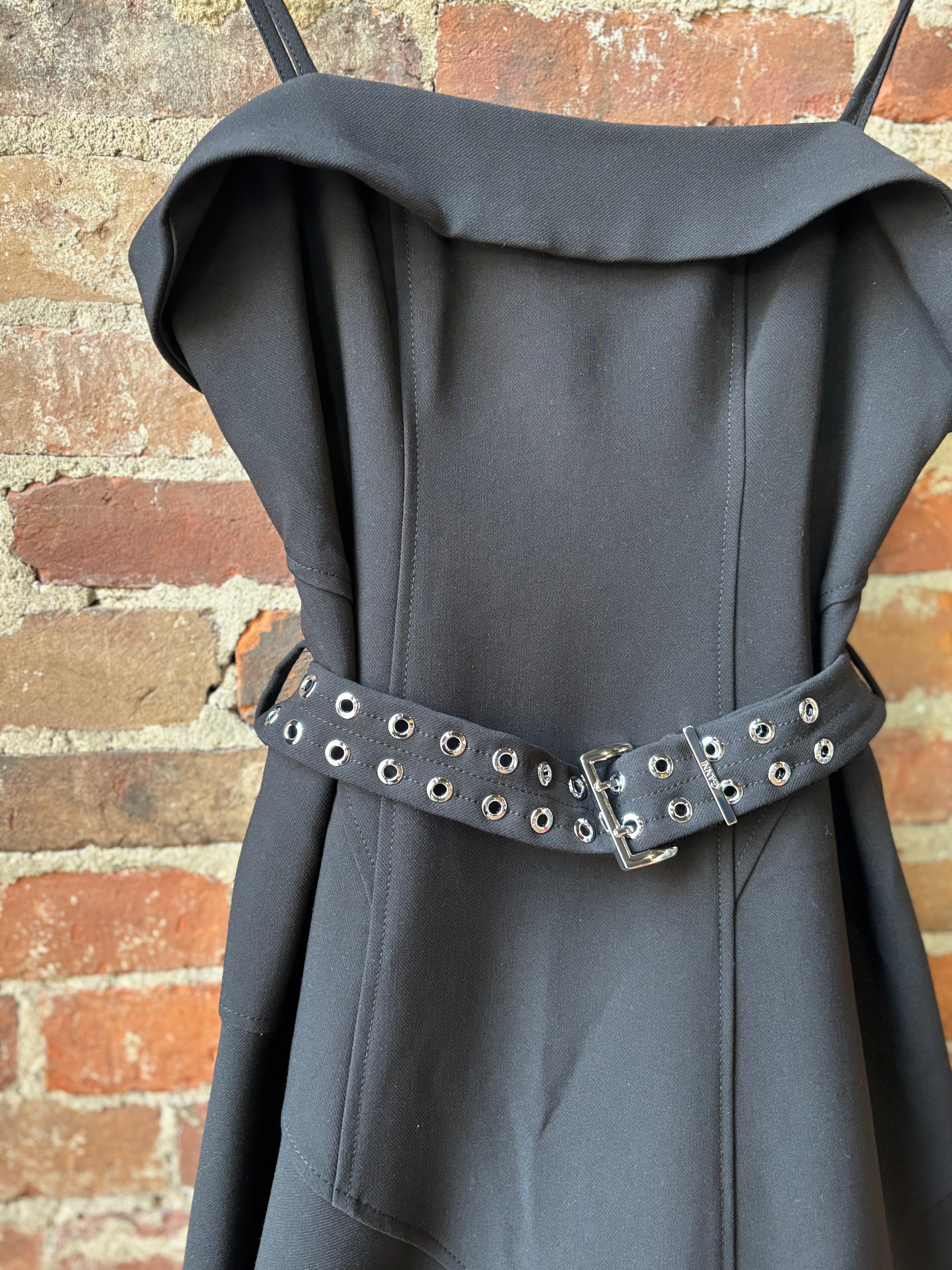 GANNI Future Twill Suiting Long Asymmetric Dress - Black Dresses - Sloane Boutique