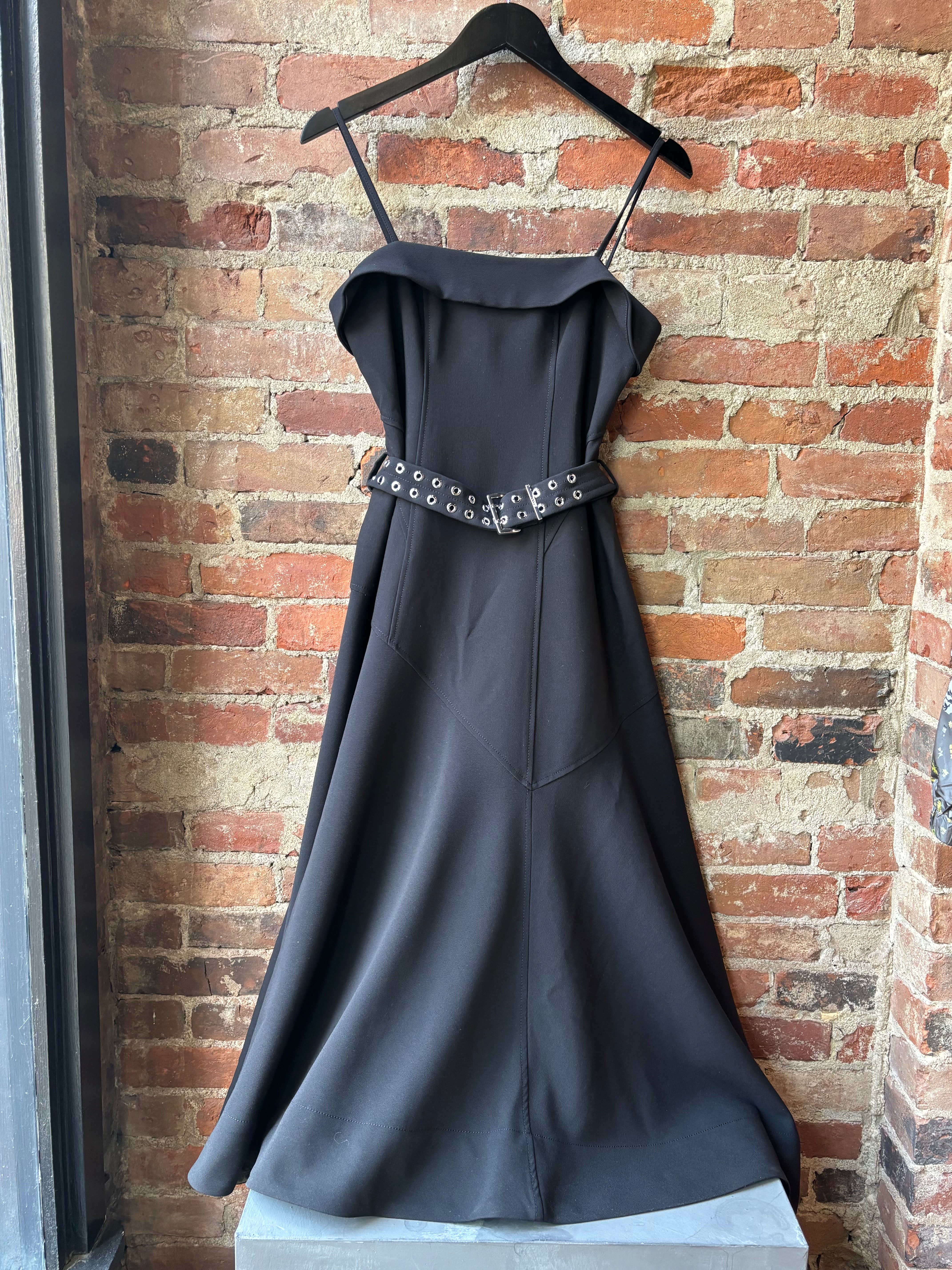 GANNI Future Twill Suiting Long Asymmetric Dress - Black Dresses - Sloane Boutique