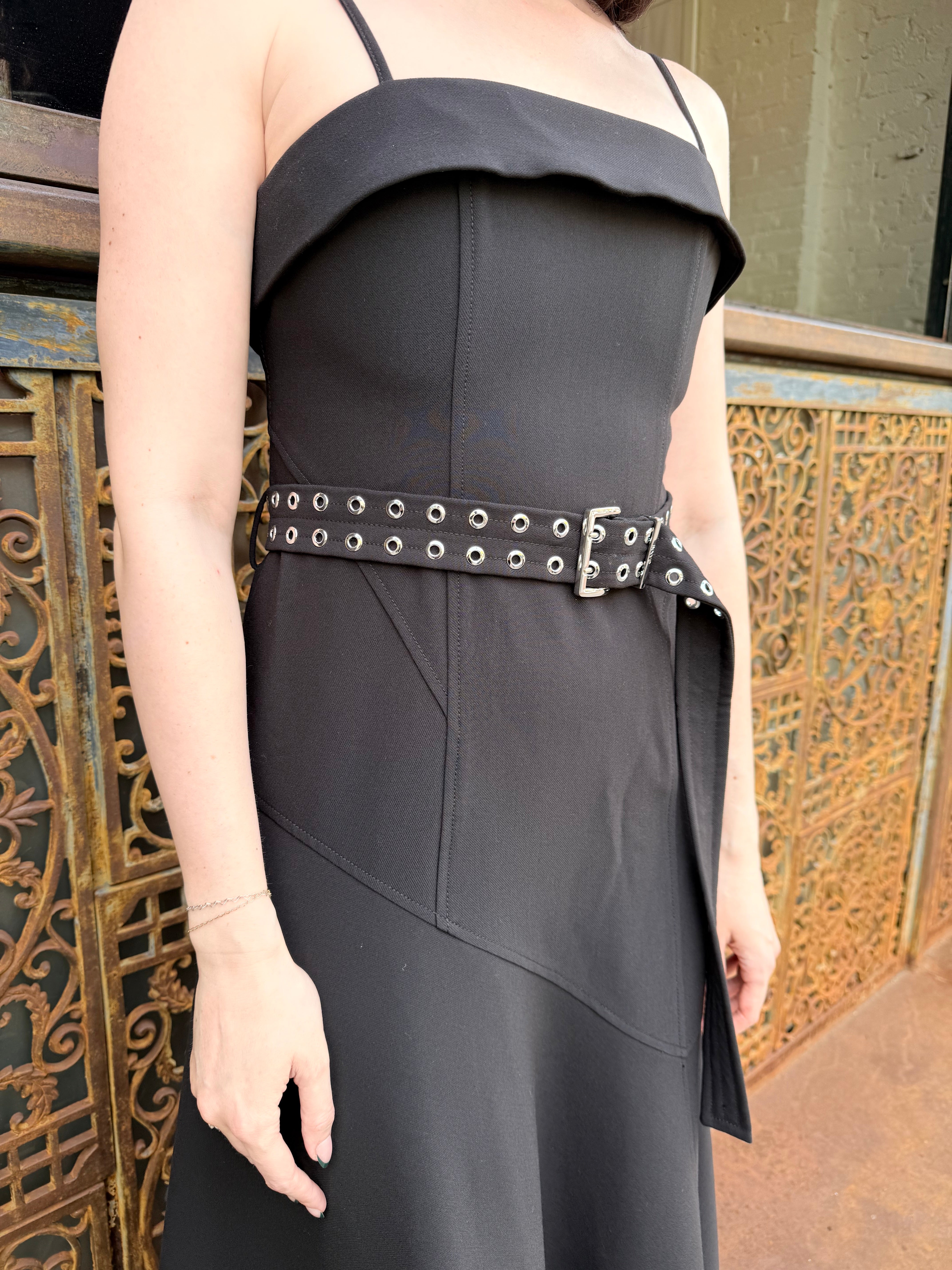 GANNI Future Twill Suiting Long Asymmetric Dress - Black Dresses - Sloane Boutique