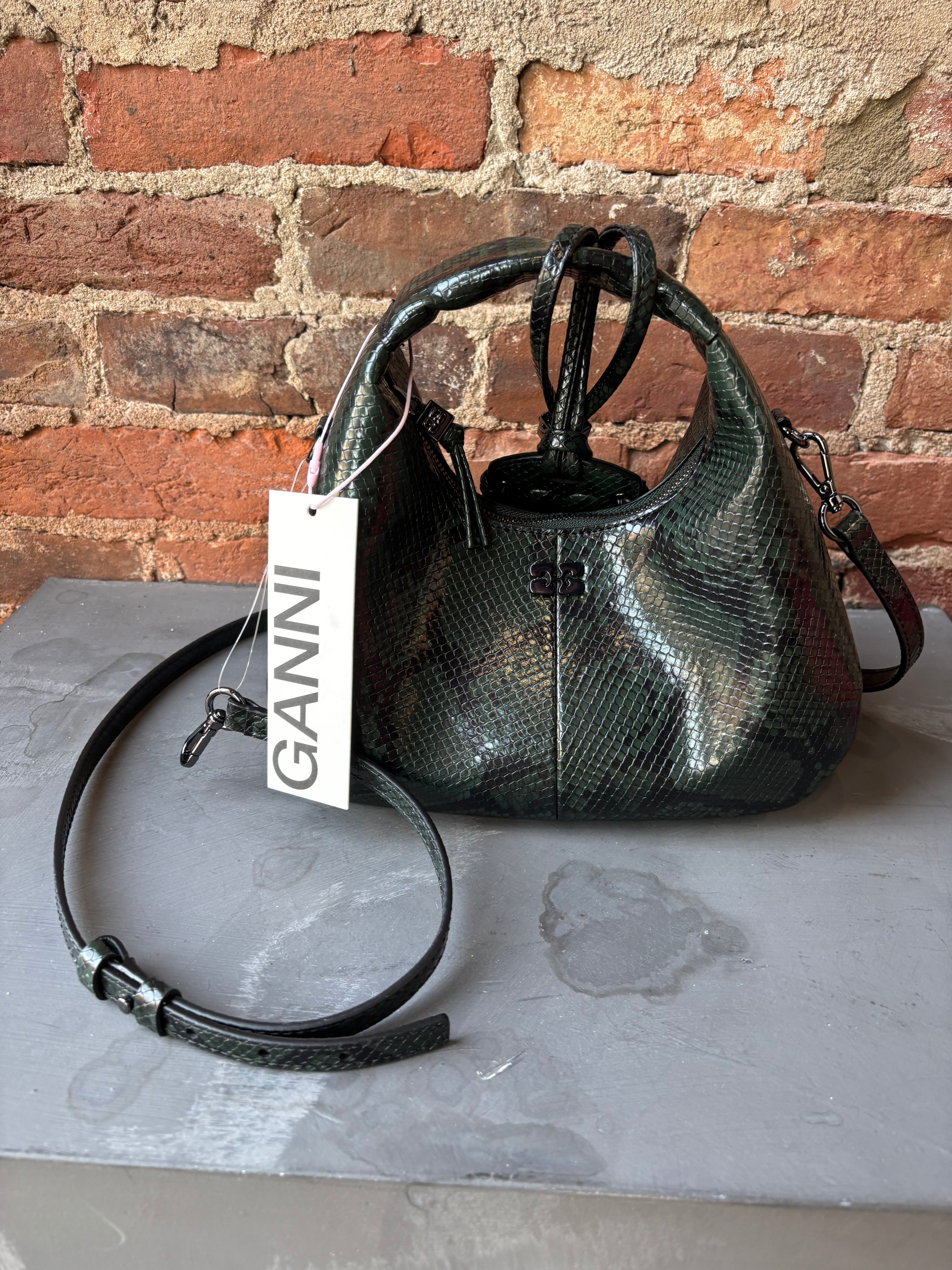 GANNI Hobo Mini Snake - Garden Topiary Handbags - Sloane Boutique