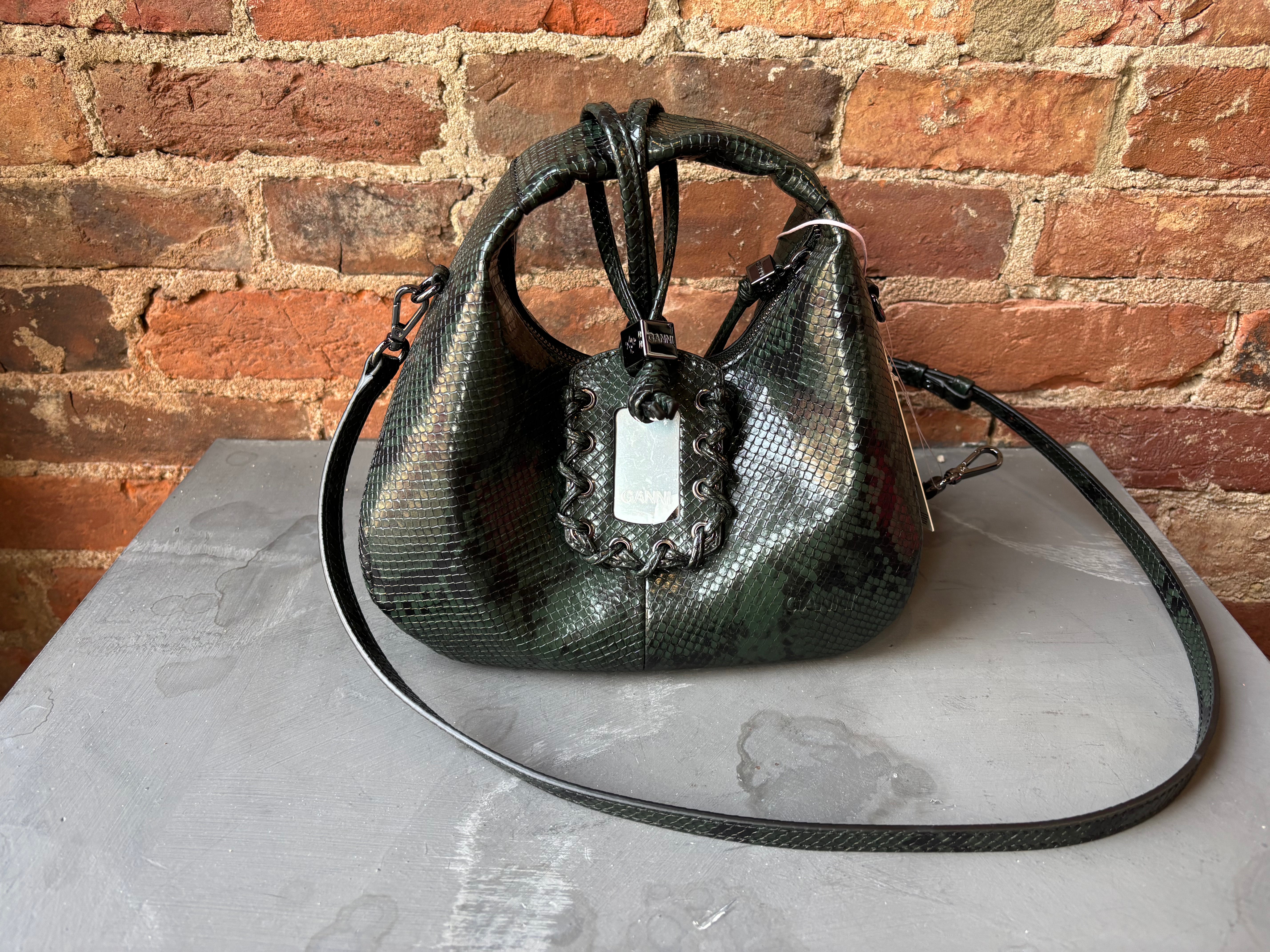 GANNI Hobo Mini Snake - Garden Topiary Handbags - Sloane Boutique
