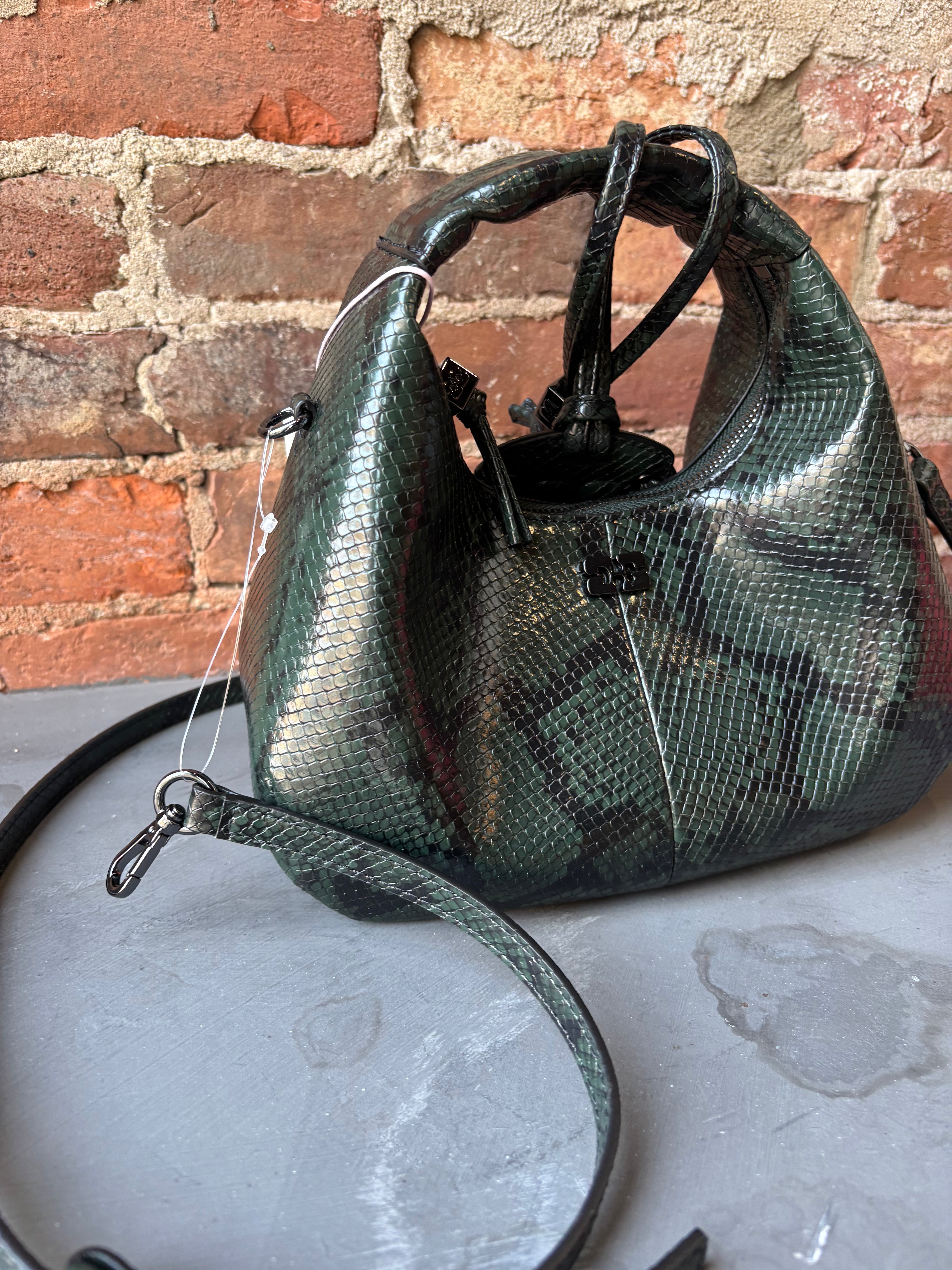 GANNI Hobo Mini Snake - Garden Topiary Handbags - Sloane Boutique