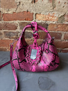 GANNI Hobo Mini Snake - Raspberry Rose Handbags - Sloane Boutique