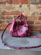 GANNI Hobo Mini Snake - Raspberry Rose Handbags - Sloane Boutique