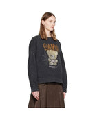 Ganni Isoli Crewneck Teddy Forest - Phantom Women's Tops - Sloane Boutique