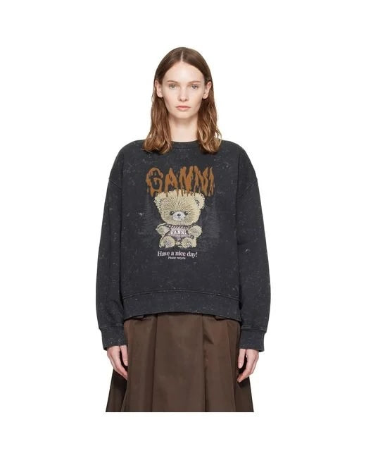 Ganni Isoli Crewneck Teddy Forest - Phantom Women's Tops - Sloane Boutique