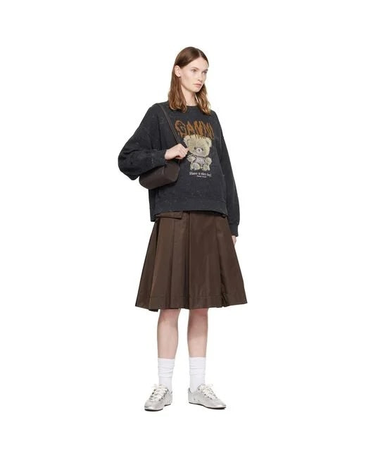 Ganni Isoli Crewneck Teddy Forest - Phantom Women's Tops - Sloane Boutique