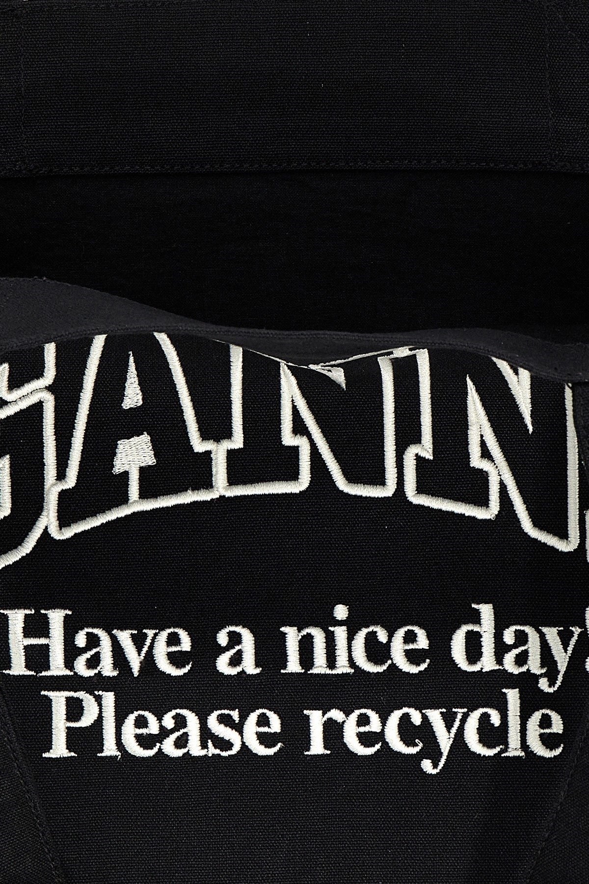 Ganni Large Easy Shopper Contrasted Logo Pocket - Phantom Handbags - Sloane Boutique