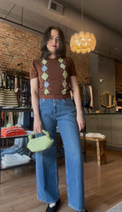 GANNI Light Cotton Argyle T-Shirt - Tiramisu Women's Tops - Sloane Boutique