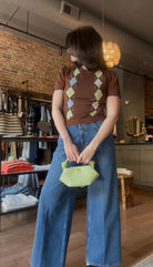 GANNI Light Cotton Argyle T-Shirt - Tiramisu Women's Tops - Sloane Boutique