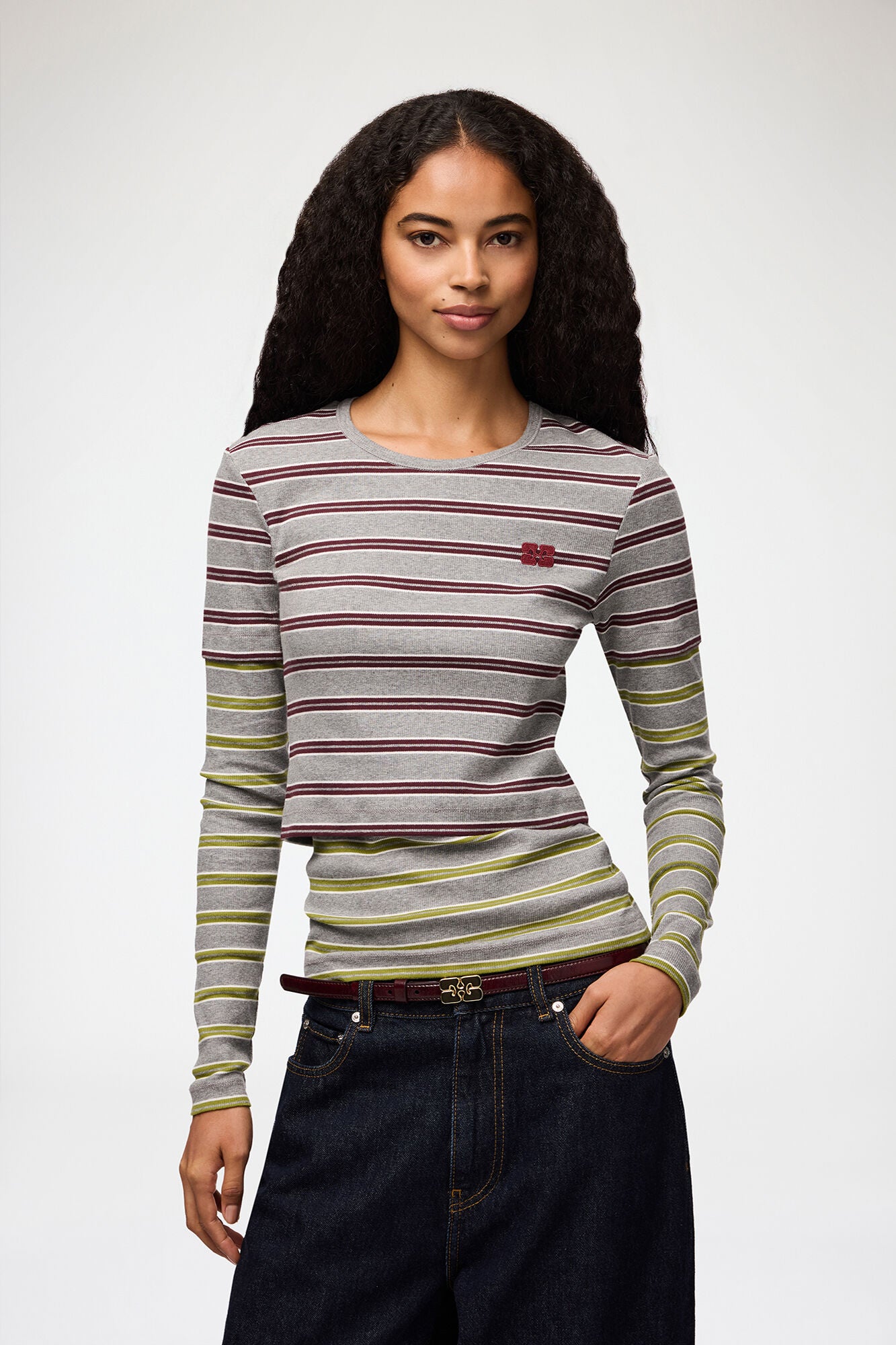 Ganni Long Sleeve Double Layer Top - Port Royale Women's Tops - Sloane Boutique