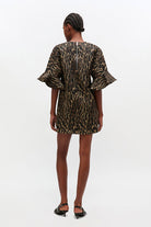 Ganni Metallic Cloque Mini Boxy Dress - Antique Bronze Dresses - Sloane Boutique