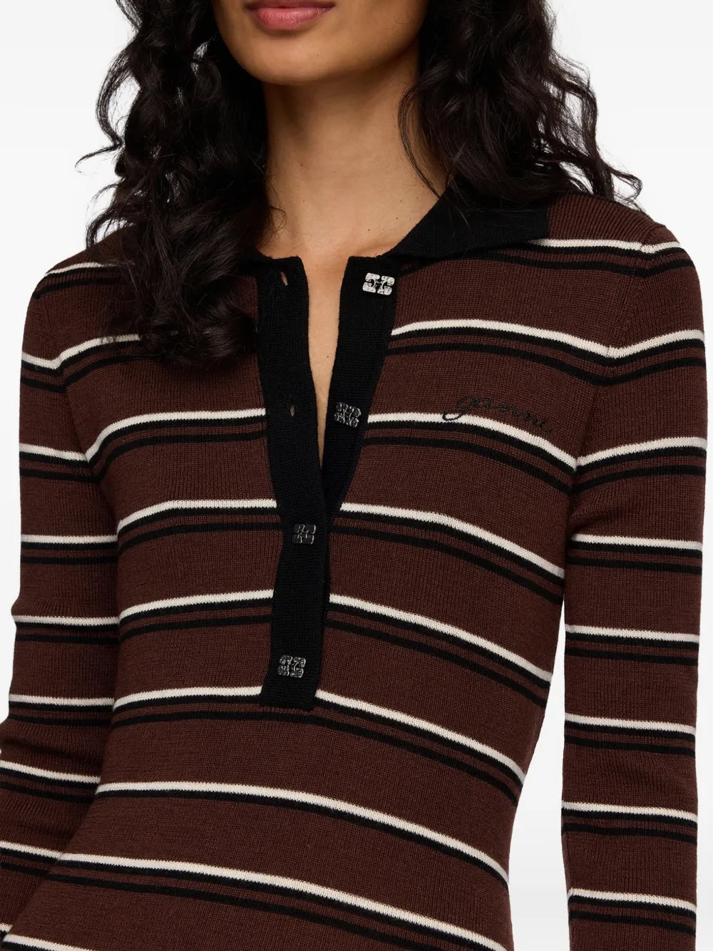 Ganni Mini Ribbed Merino Dress - Brown Dresses - Sloane Boutique