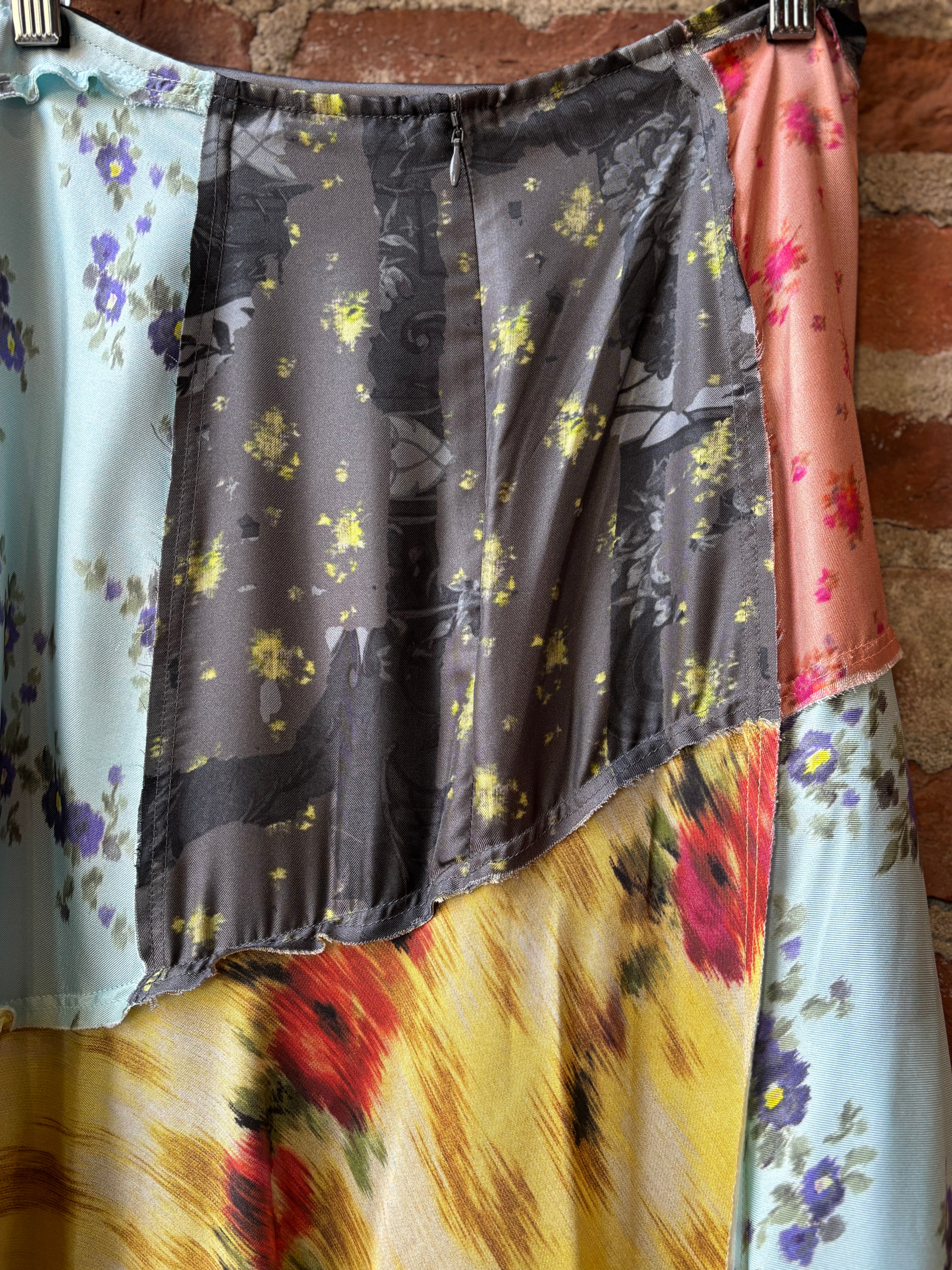 GANNI Multi Printed Silk Twill Fluid Skirt - Iced Aqua Women's Bottoms - Sloane Boutique