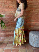 GANNI Multi Printed Silk Twill Fluid Skirt - Iced Aqua Women's Bottoms - Sloane Boutique