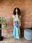 GANNI Multi Printed Silk Twill Fluid Skirt - Iced Aqua Women's Bottoms - Sloane Boutique