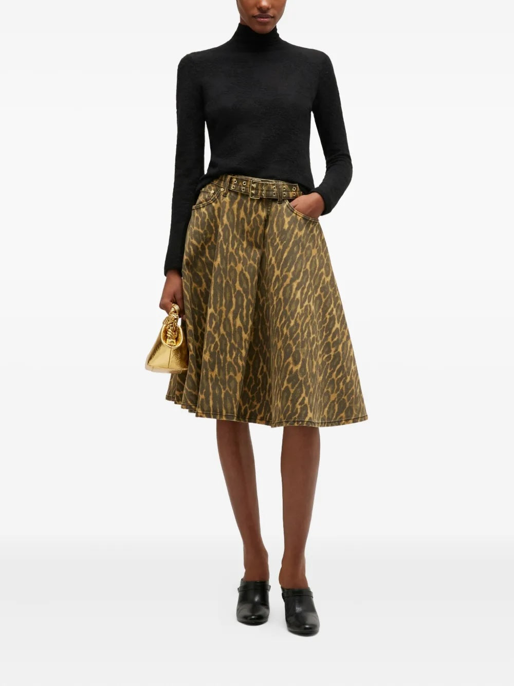 Ganni Pleated Turtleneck - Black Women's Tops - Sloane Boutique