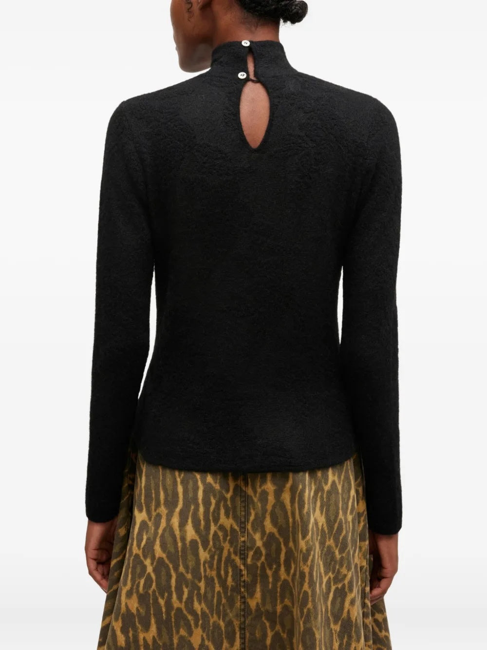 Ganni Pleated Turtleneck - Black Women's Tops - Sloane Boutique
