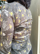 GANNI Printed Marl Mesh Long Sleeve Top - Black Sand Women's Tops - Sloane Boutique