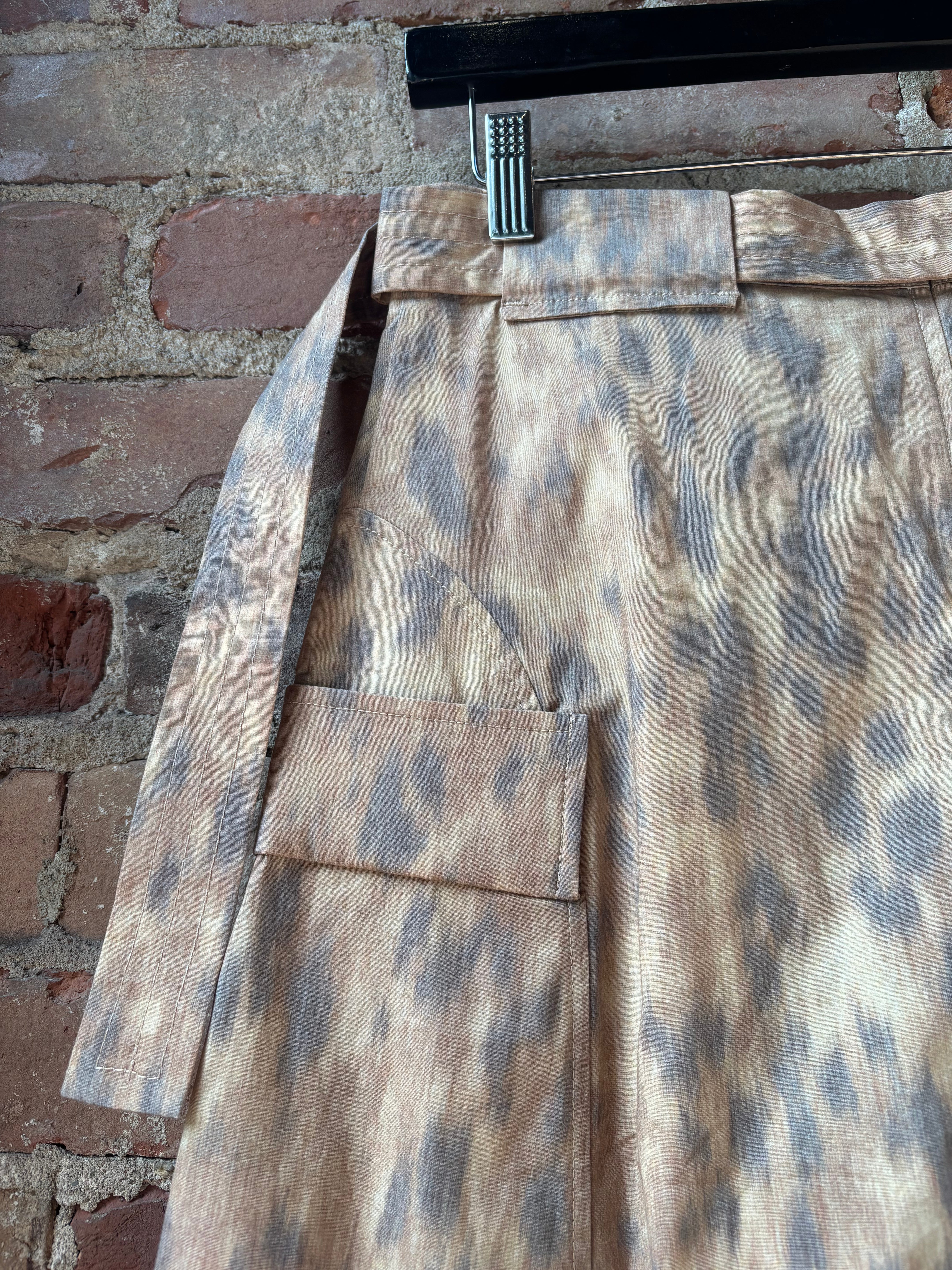 GANNI Printed Stretch Cotton Asymmetric Belt Skirt - Burro Women's Bottoms - Sloane Boutique