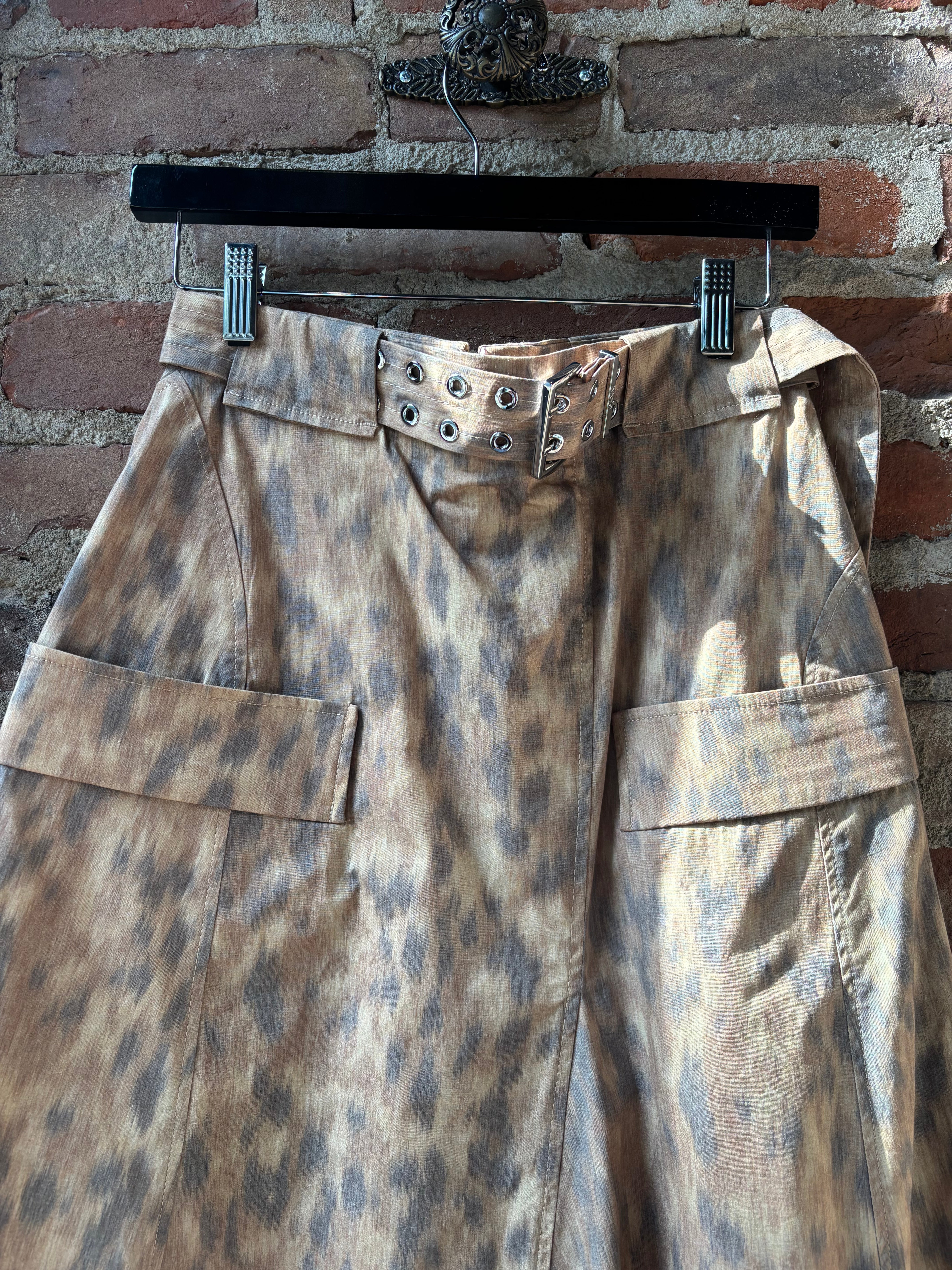 GANNI Printed Stretch Cotton Asymmetric Belt Skirt - Burro Women's Bottoms - Sloane Boutique