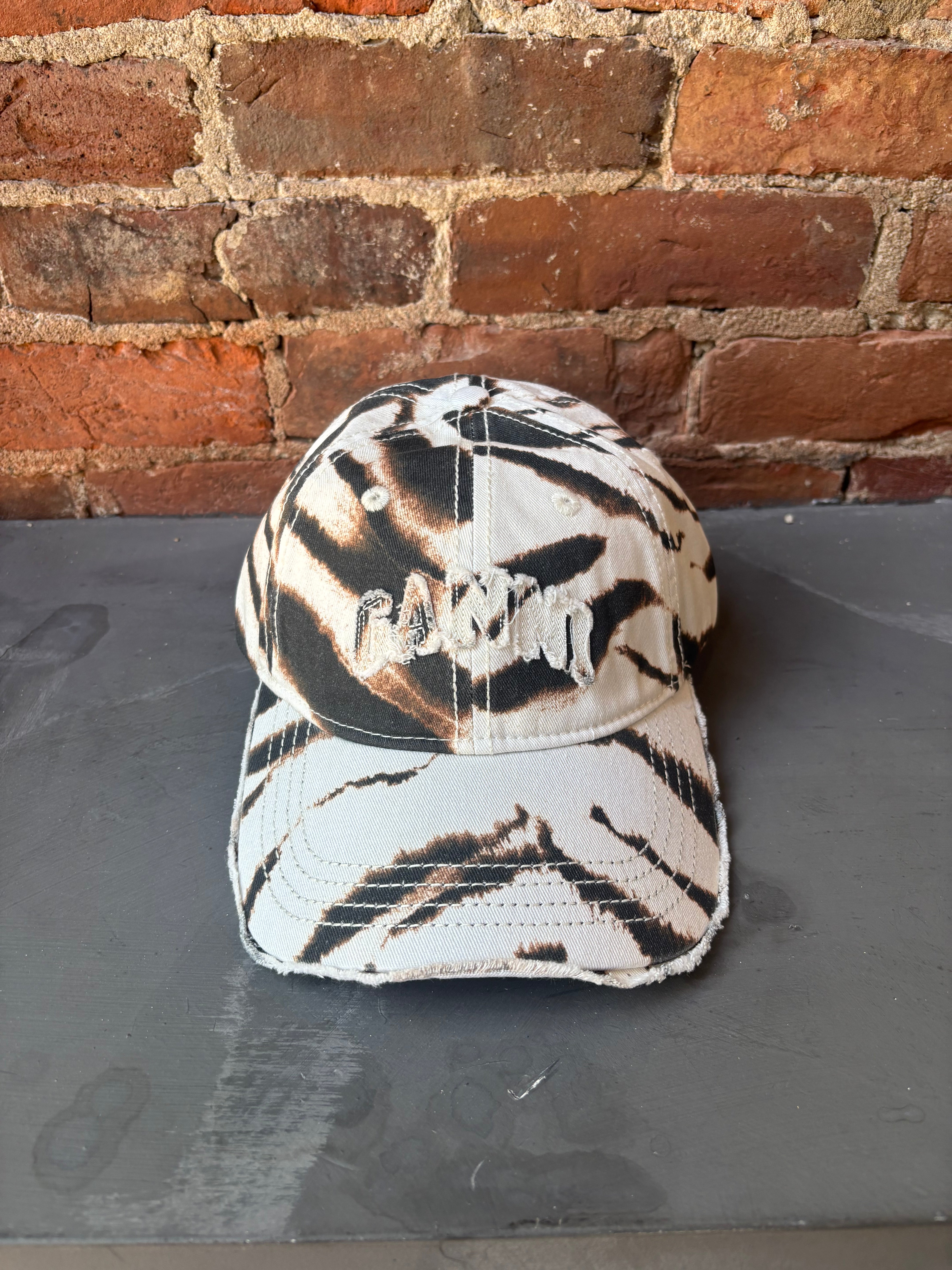 GANNI Printed Washed Cotton Canvas Cap - Egret Accessories - Sloane Boutique
