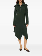 Ganni Ribbed Merino Zip Dress - Dark Green Dresses - Sloane Boutique